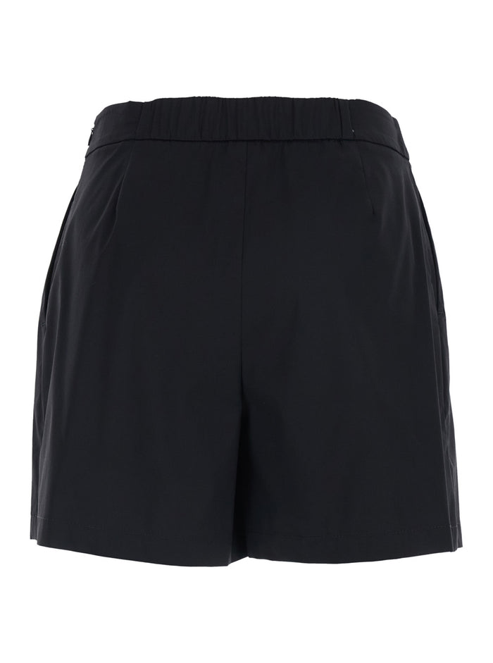 Black Cotton Blend Semi-Elasticated Waist Shorts for Women Nylon Elastane And Bermuda