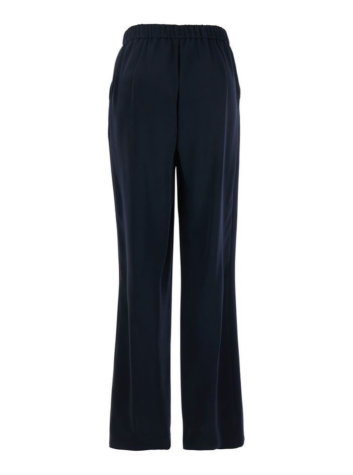 Blue Pants with Elasticated Waist at the Back and Wide Leg in Tech Fabric Woman Blu Polyester Trousers