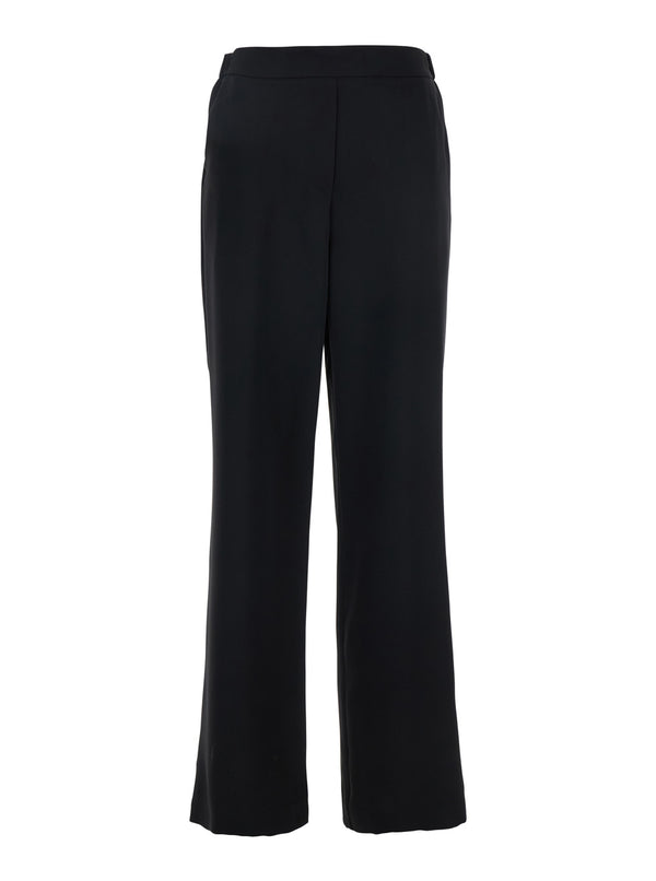 Wide-Leg Trousers Black Polyester