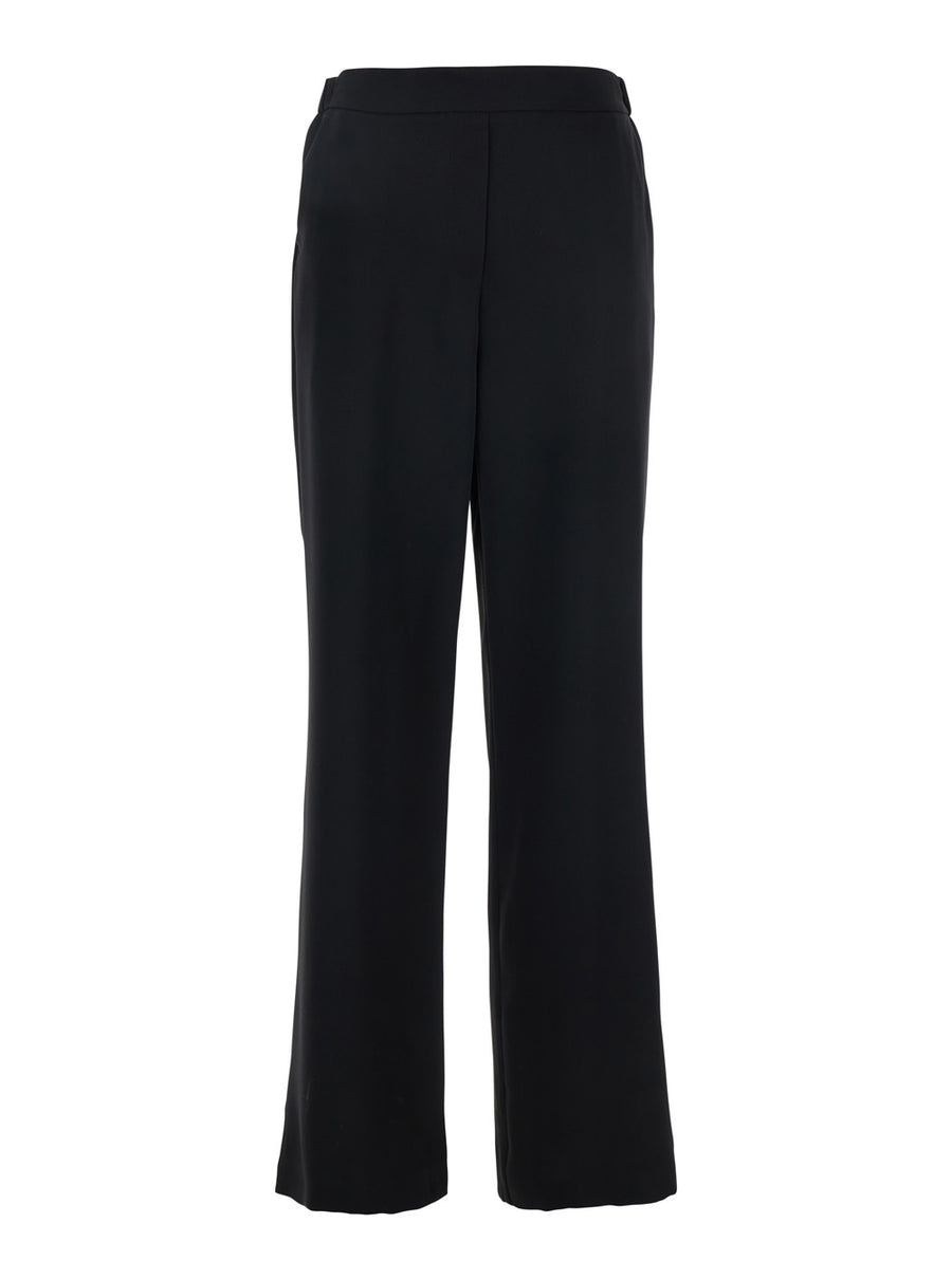 Wide-Leg Trousers Black Polyester