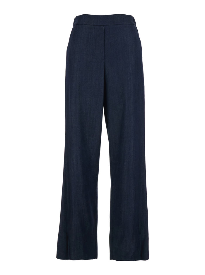 blue Pants with semi-elasticated waist in tech fabric woman Blu Tencel Trousers