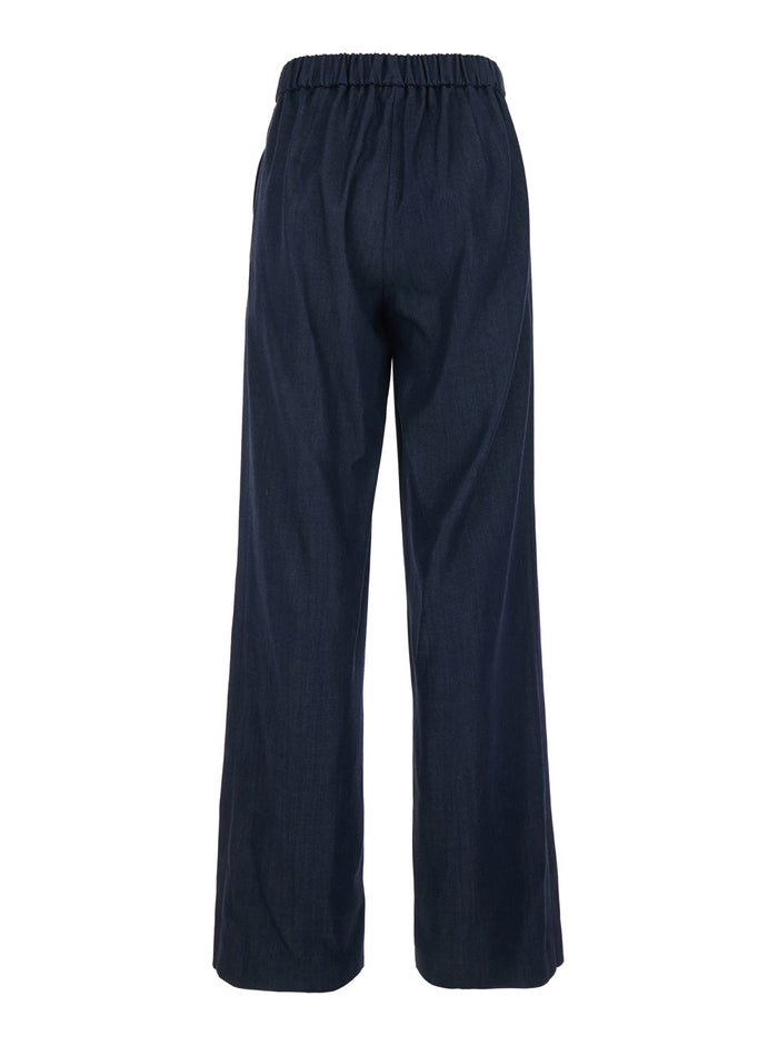 blue Pants with semi-elasticated waist in tech fabric woman Blu Tencel Trousers