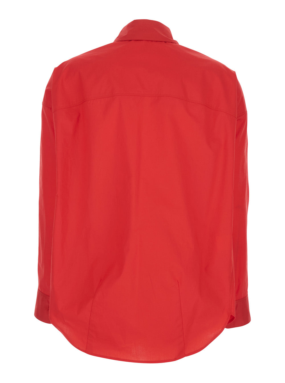 Shirt POPELINE with Classic Collar and Long Sleeves in Red Cotton for Men Blouses