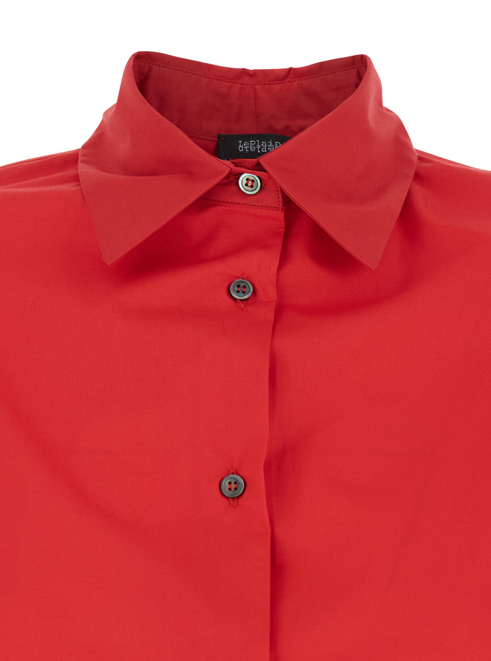 Shirt POPELINE with Classic Collar and Long Sleeves in Red Cotton for Men Blouses