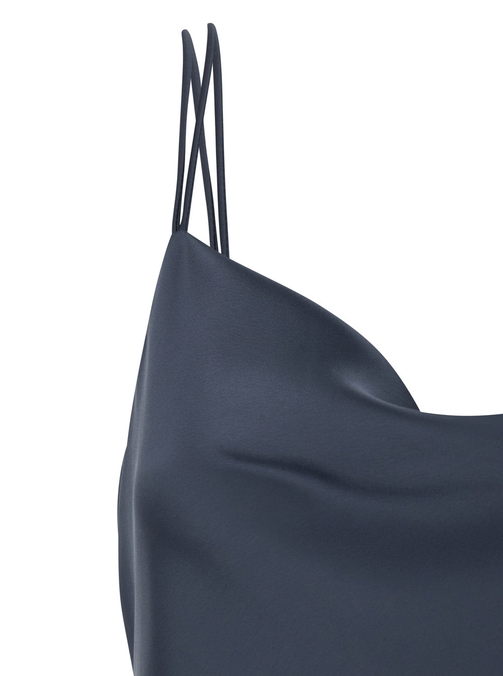 Long Dress with Thin Straps and Back Pendants in Tech Fabric Blue Women Blu Polyester
