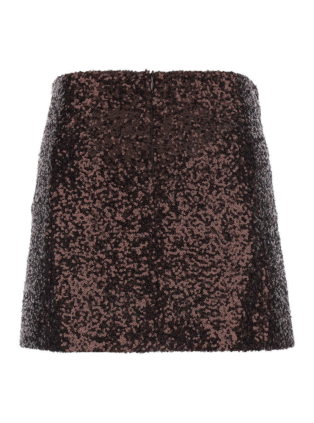 Brown Fabric Skirt With All-Over Sequins For Women
