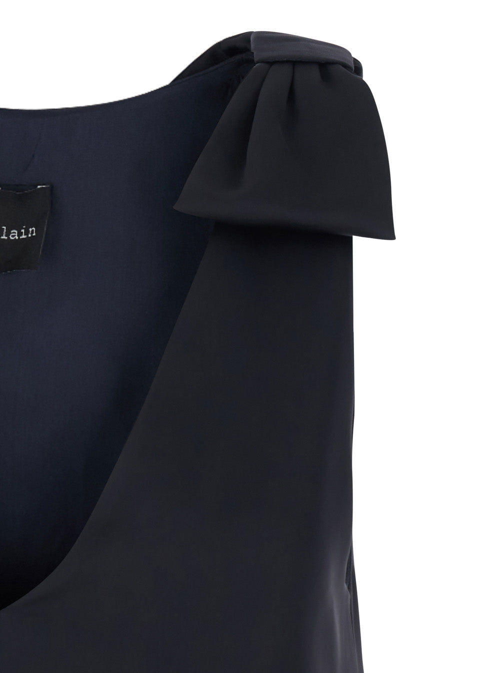 Long Dark Blue Dress with V-Neck and Side Slits in Womens Fabric Blu Polyester