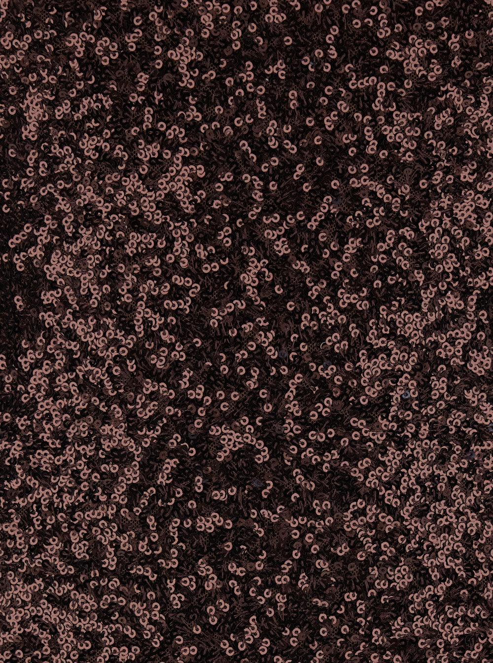 Brown Dress With Round Neck And All-Over Applied Sequins Fabric For Women
