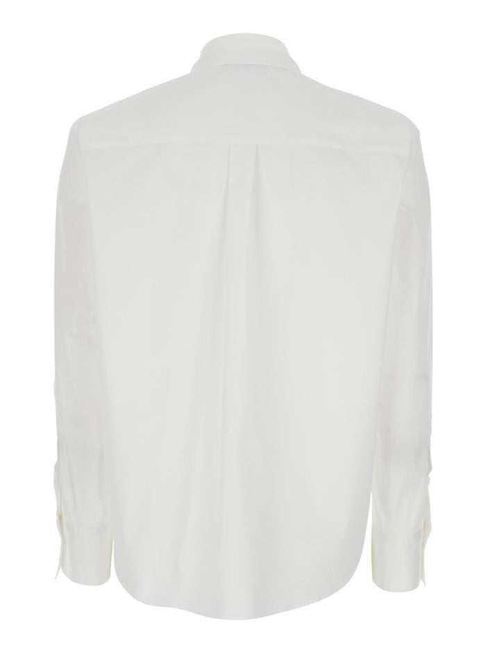 White Shirt with Classic Collar and Button Cuffs in Cotton Woman Blouses