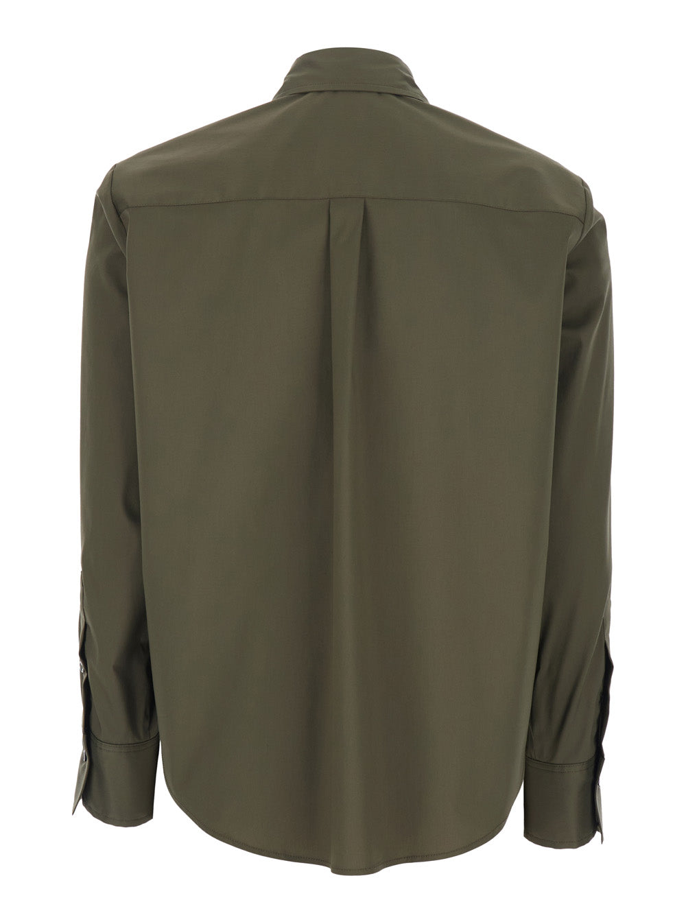 Green Shirt with Classic Collar and Button Cuffs Cotton Nylon Elastane Blouses