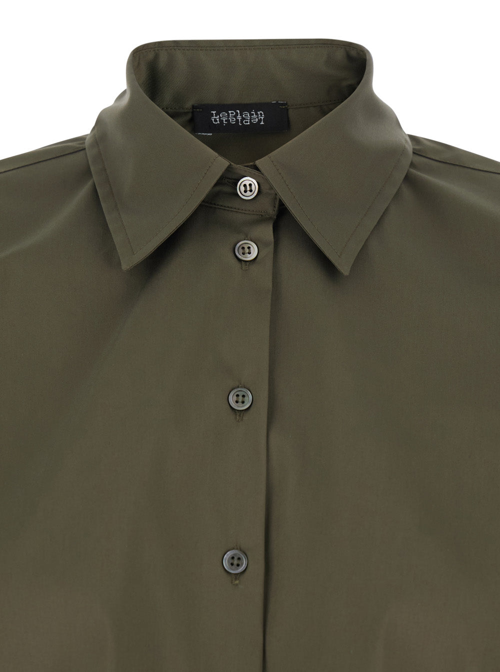 Green Shirt with Classic Collar and Button Cuffs Cotton Nylon Elastane Blouses