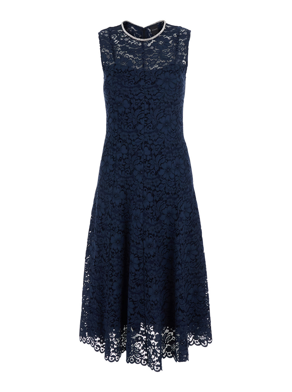 Blue Long Dress with All-Over Lace Detail in Cotton Blend Woman Blu Nylon
