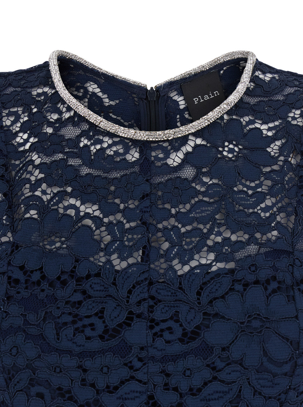 Blue Long Dress with All-Over Lace Detail in Cotton Blend Woman Blu Nylon