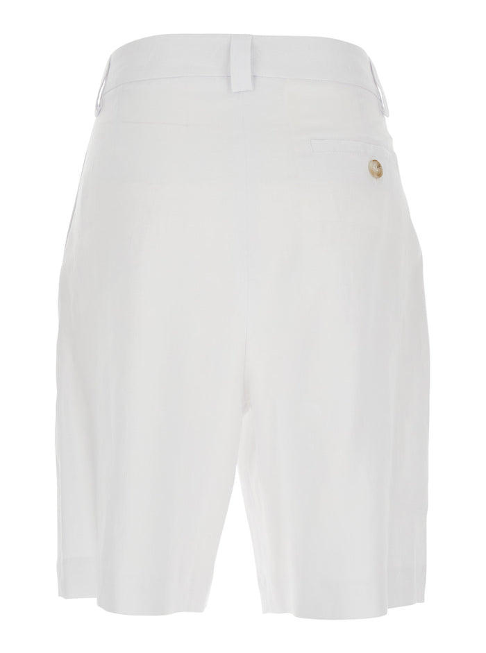 White Bermuda with Front Pleates In Linen for Women Shorts And