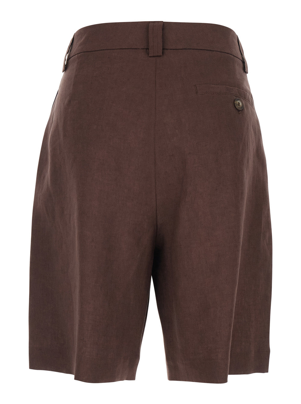 Brown Linen Front Pleated Shorts for Women And Bermuda