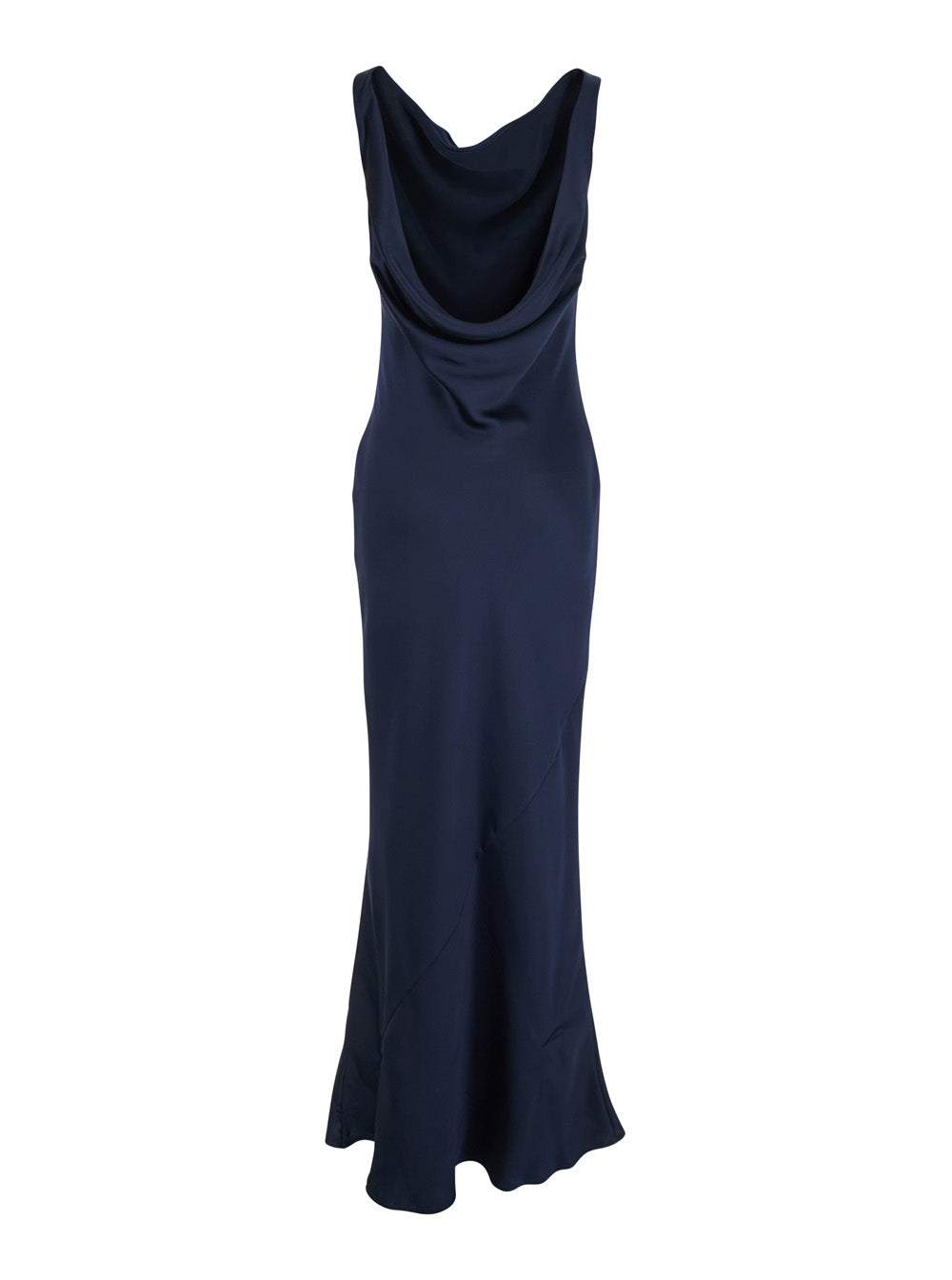 Blue Long Dress with Front and Back Neckline in Tech Fabric Woman Blu Polyester