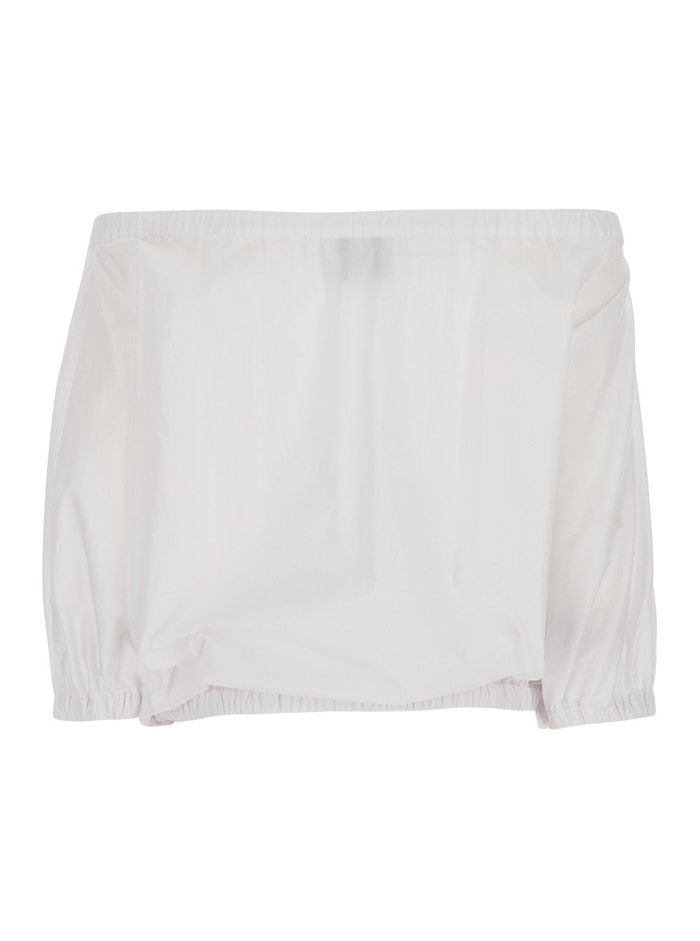 TOP - White with round neckline and short sleeves In Cotton Women Tops