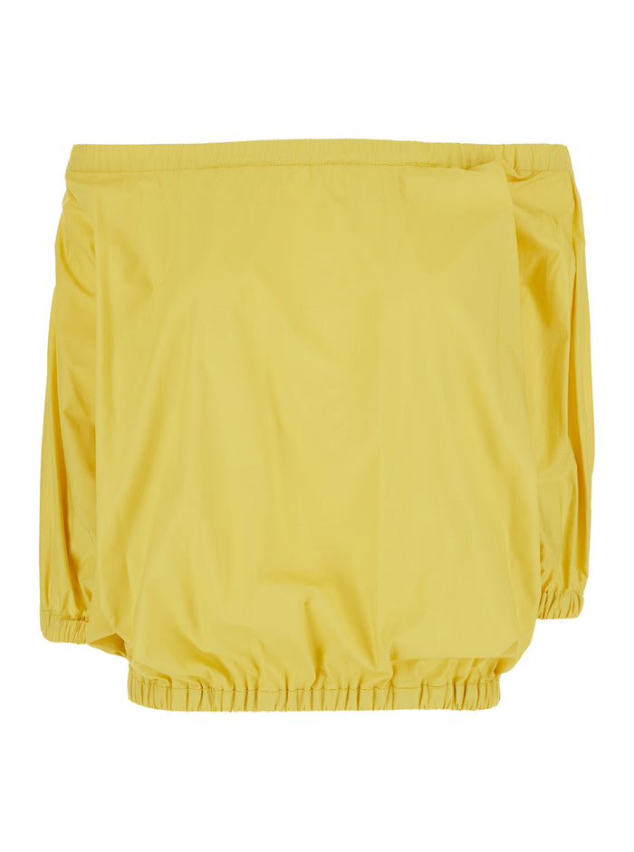 Yellow off-shouder Top with Short Sleeves in Cotton for Women Tops