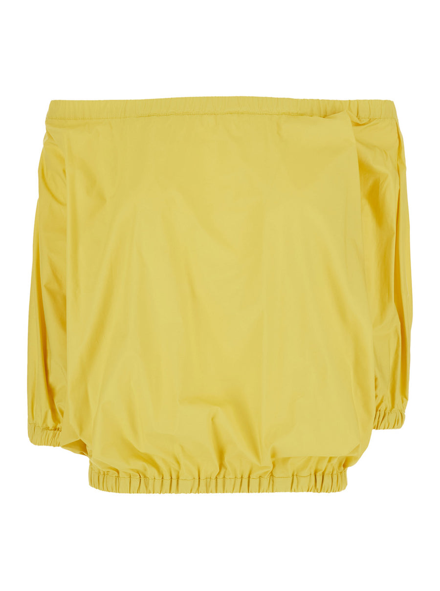 Off-Shoulder Cotton Top Yellow Tops