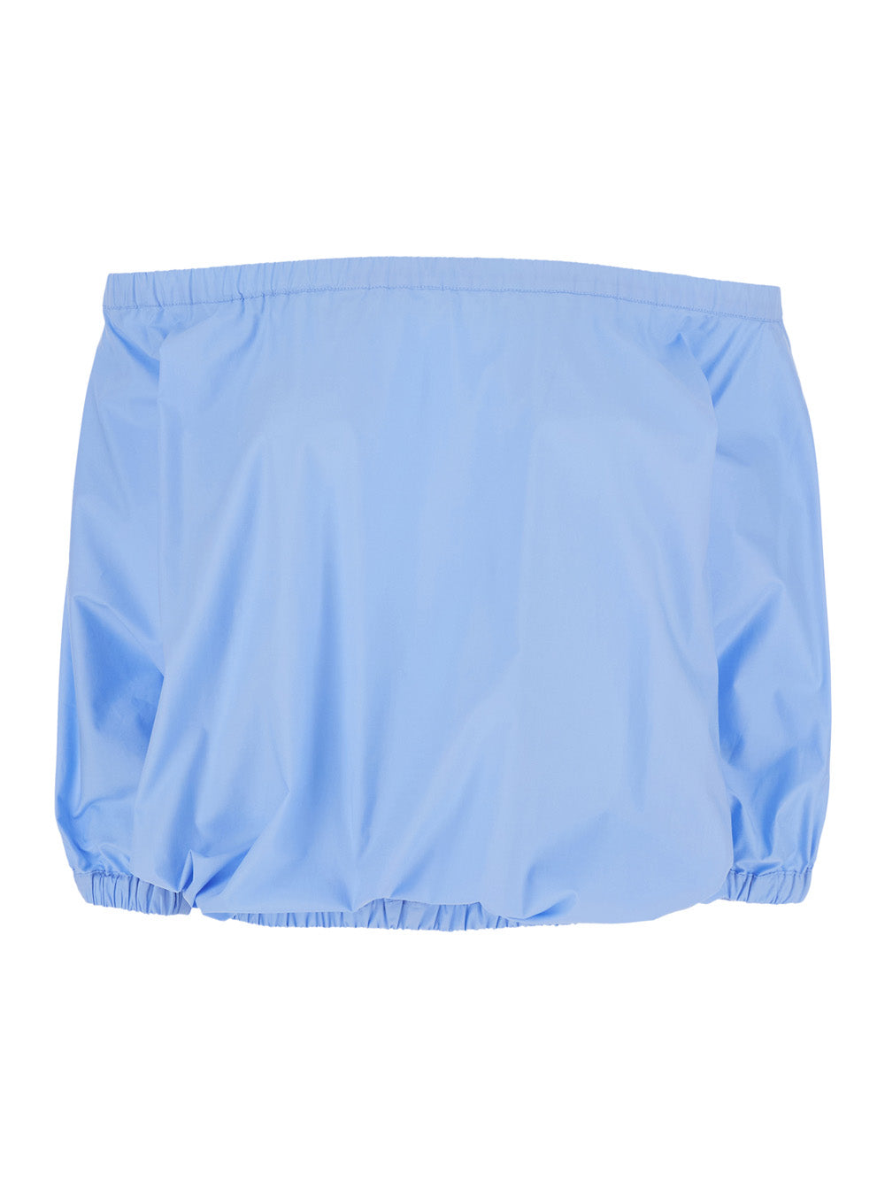 Blue Top with Round Neck and Short Sleeves for Women Blu Cotton Tops