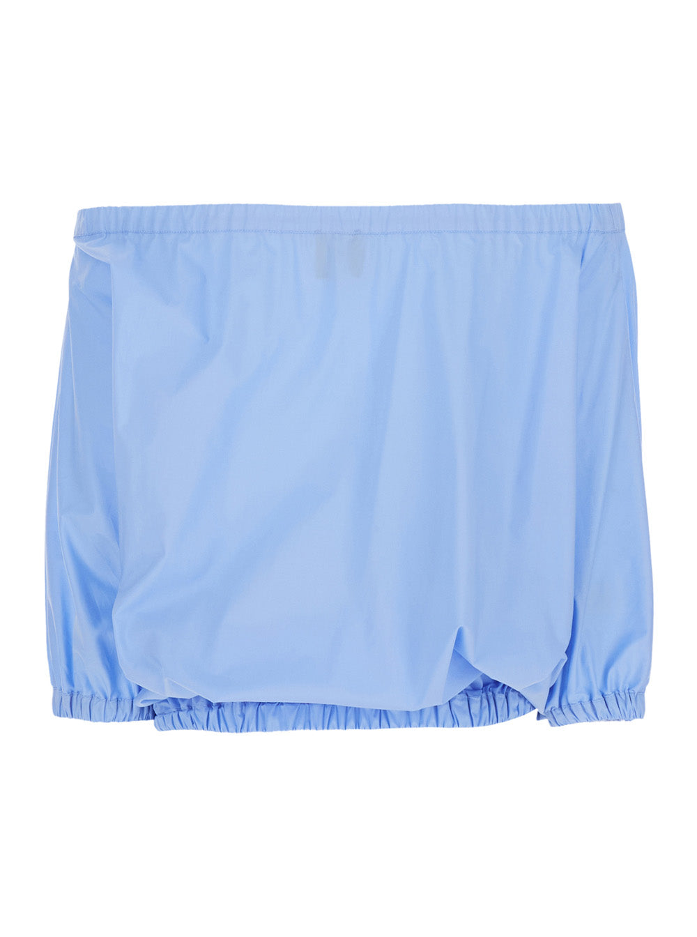 Blue Top with Round Neck and Short Sleeves for Women Blu Cotton Tops