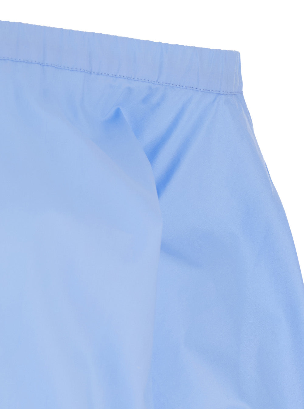 Blue Top with Round Neck and Short Sleeves for Women Blu Cotton Tops