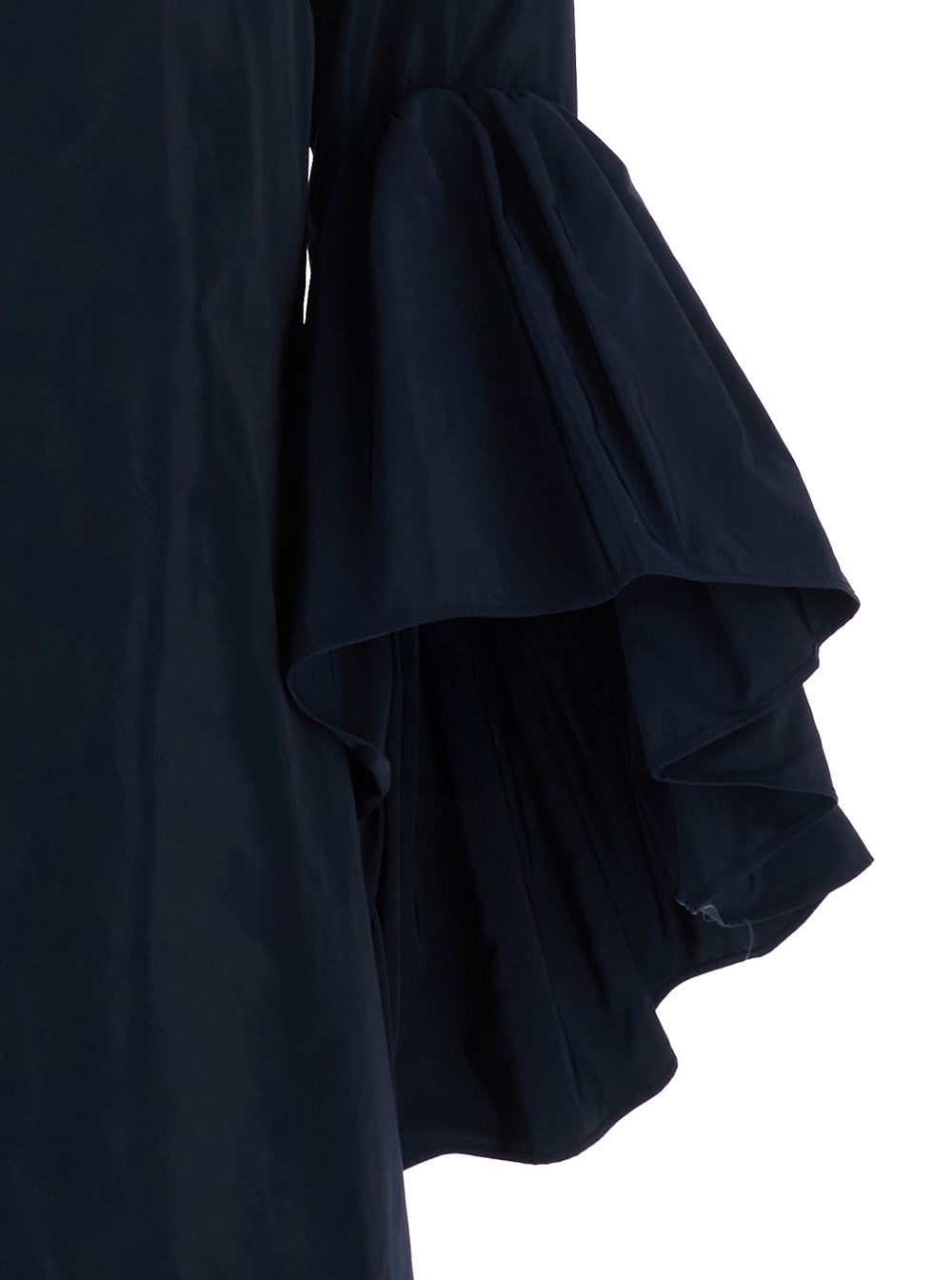 Blue Crew Neck Dress with Flared Draped Sleeves for Women Blu