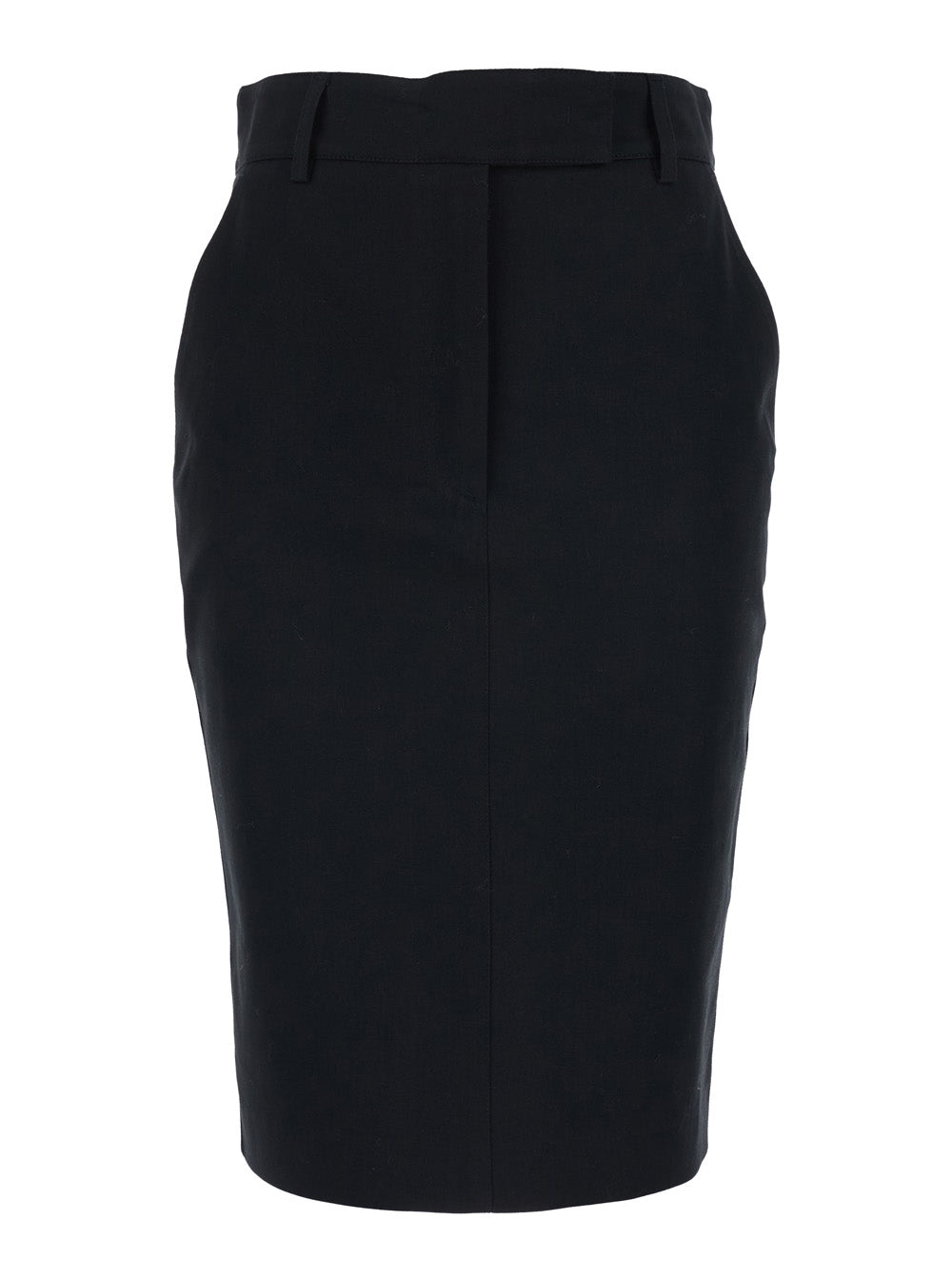 Black Corduroy Skirt With Hidden Front Closure For Women