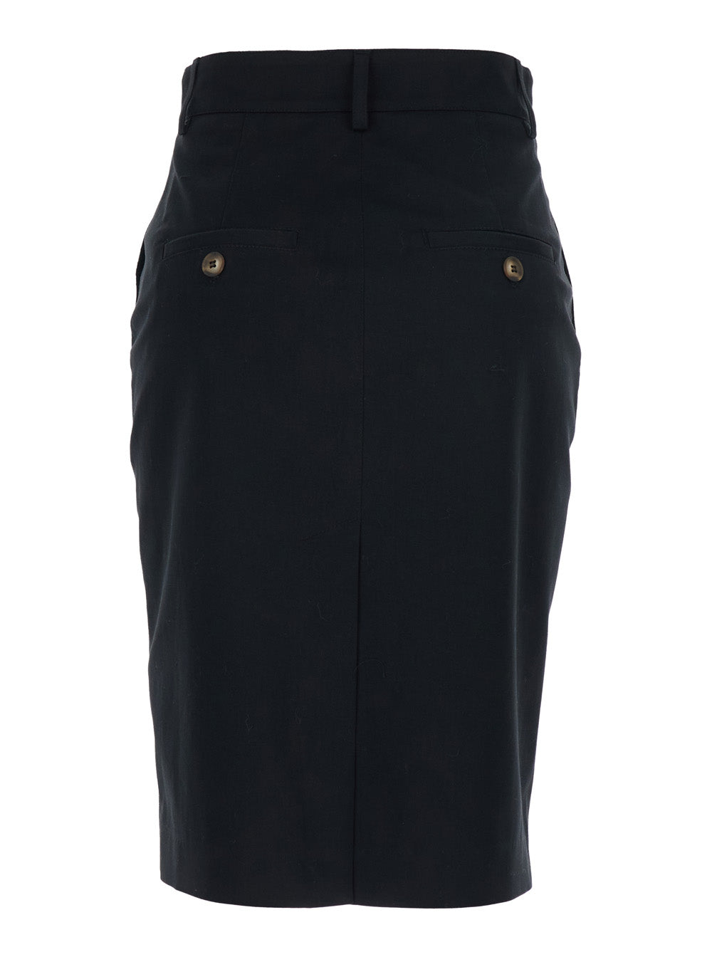 Black Corduroy Skirt With Hidden Front Closure For Women