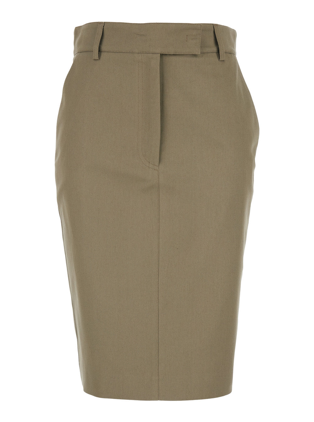 Beige Skirt With Front Concealed Closure Corduroy Woman