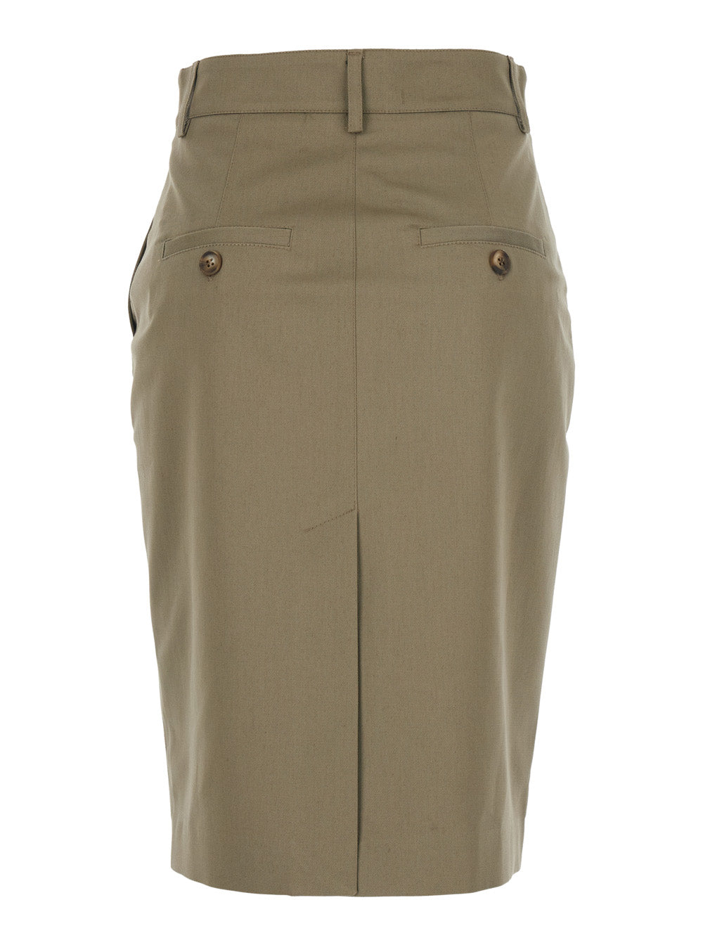 Beige Skirt With Front Concealed Closure Corduroy Woman
