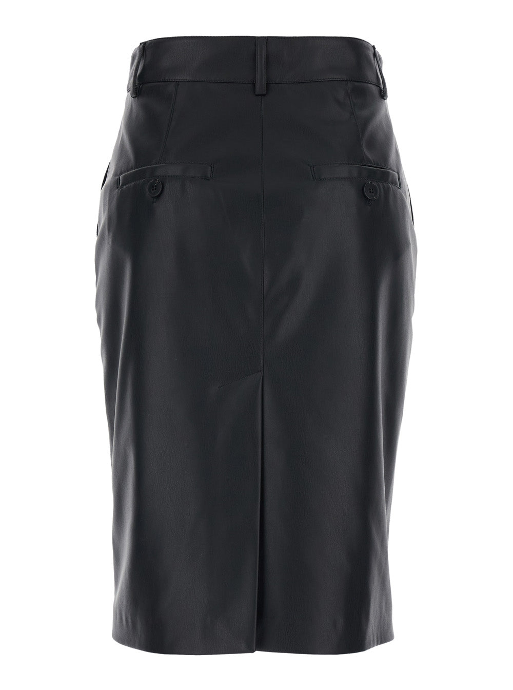 Black Skirt With Hidden Closure On The Front Ecoleather Woman