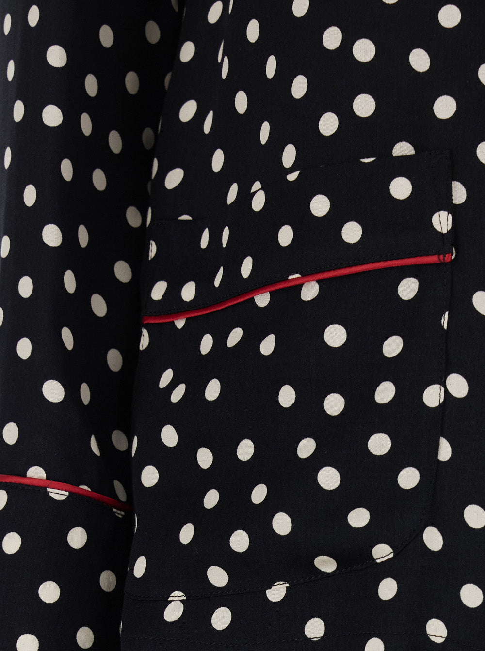 Black Pajama suit with Polka Dot Motif in Silk Blend Women Suits