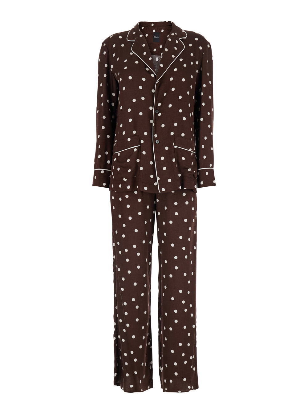 Brown Suit with Polka Dot Motif in Silk Blend Women Suits