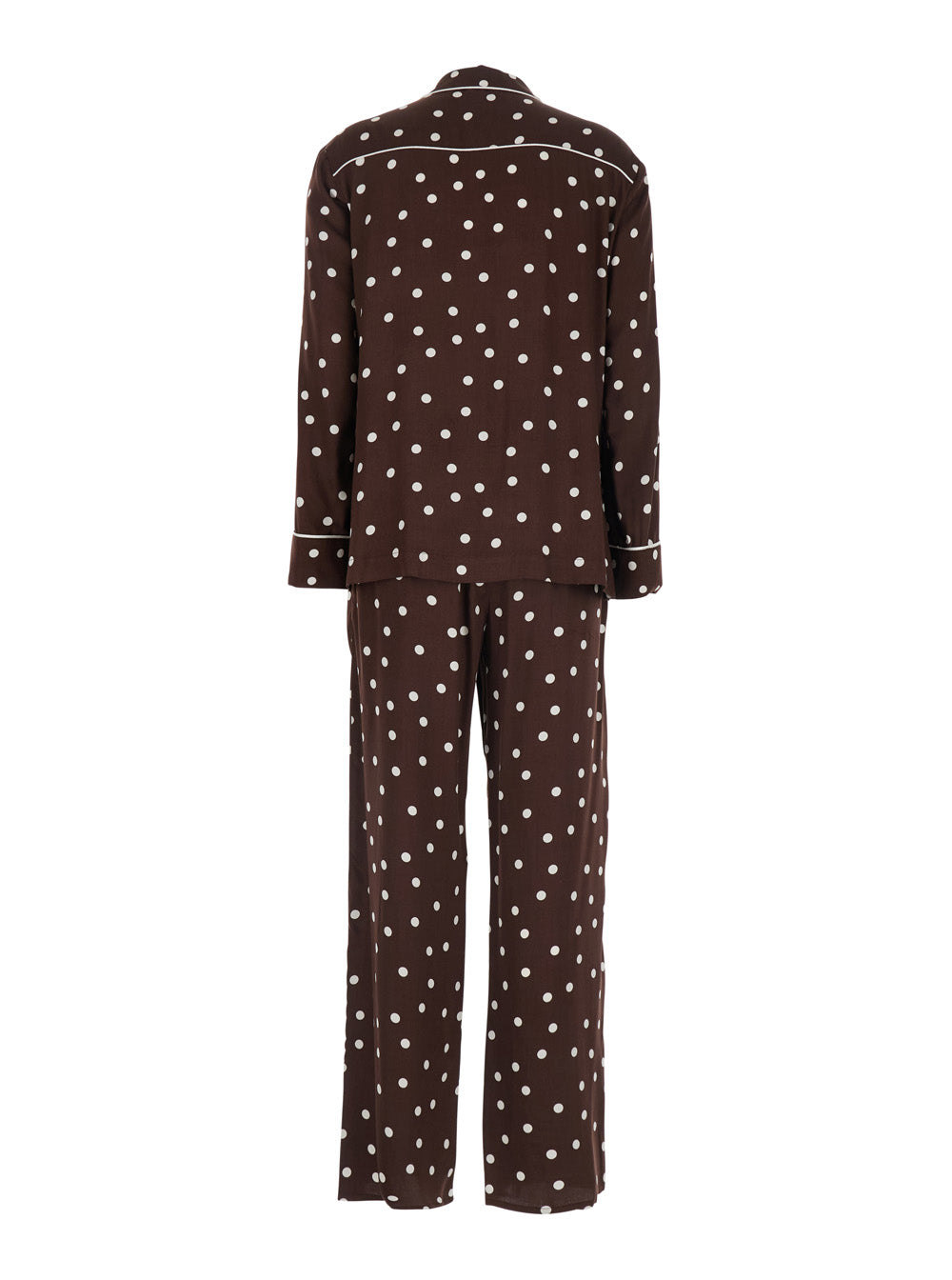 Brown Suit with Polka Dot Motif in Silk Blend Women Suits