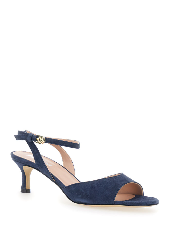 HEELES Heeled Sandals with Blue Leather Straps for Women Blu Heels