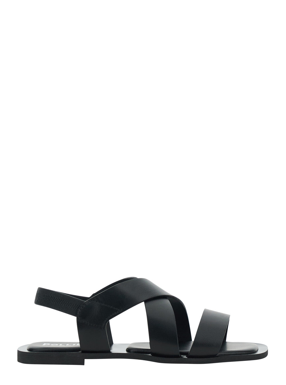 Flat Sandal - With Black Leather Strap For Women Calf Shoes