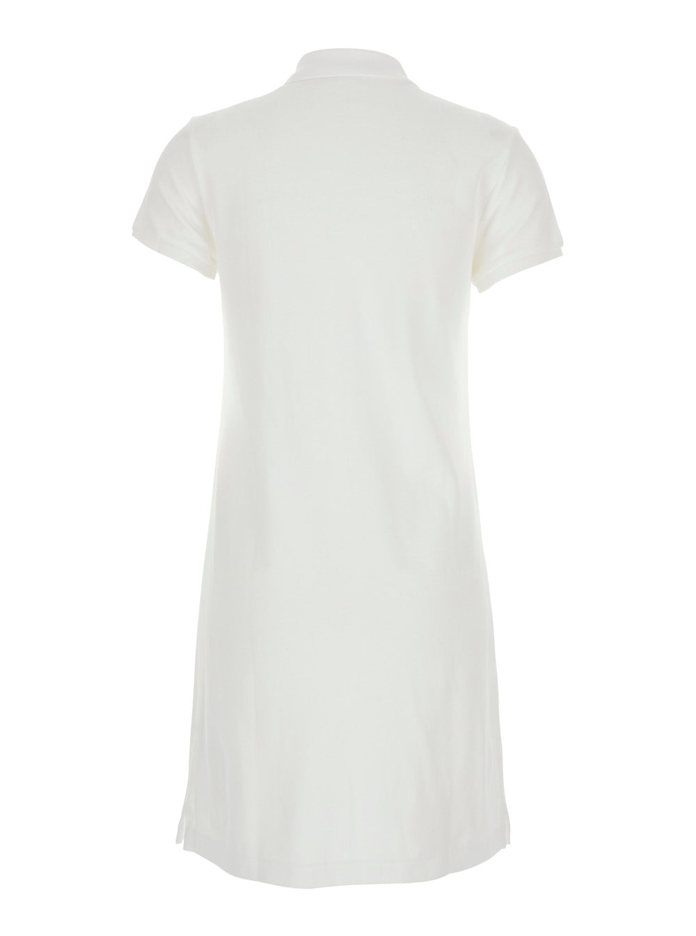 White Dress with Short Sleeves and Pony Logo on the Front in Cotton Woman