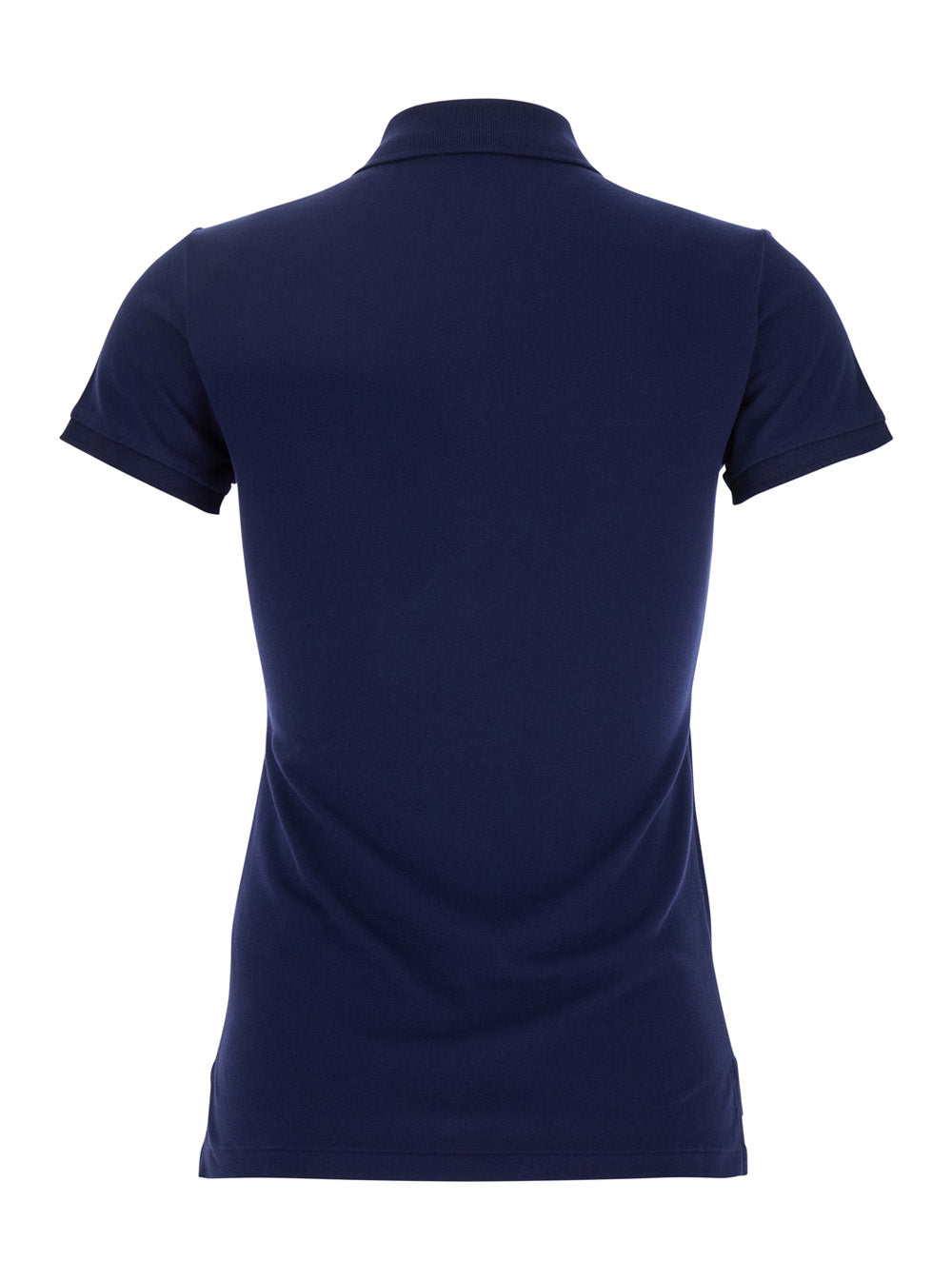 Julie Blue Polo with Classic Collar and Pony Embroidery on the Front in Stretch Cotton Woman Blu Elastane Tshirts Shirts