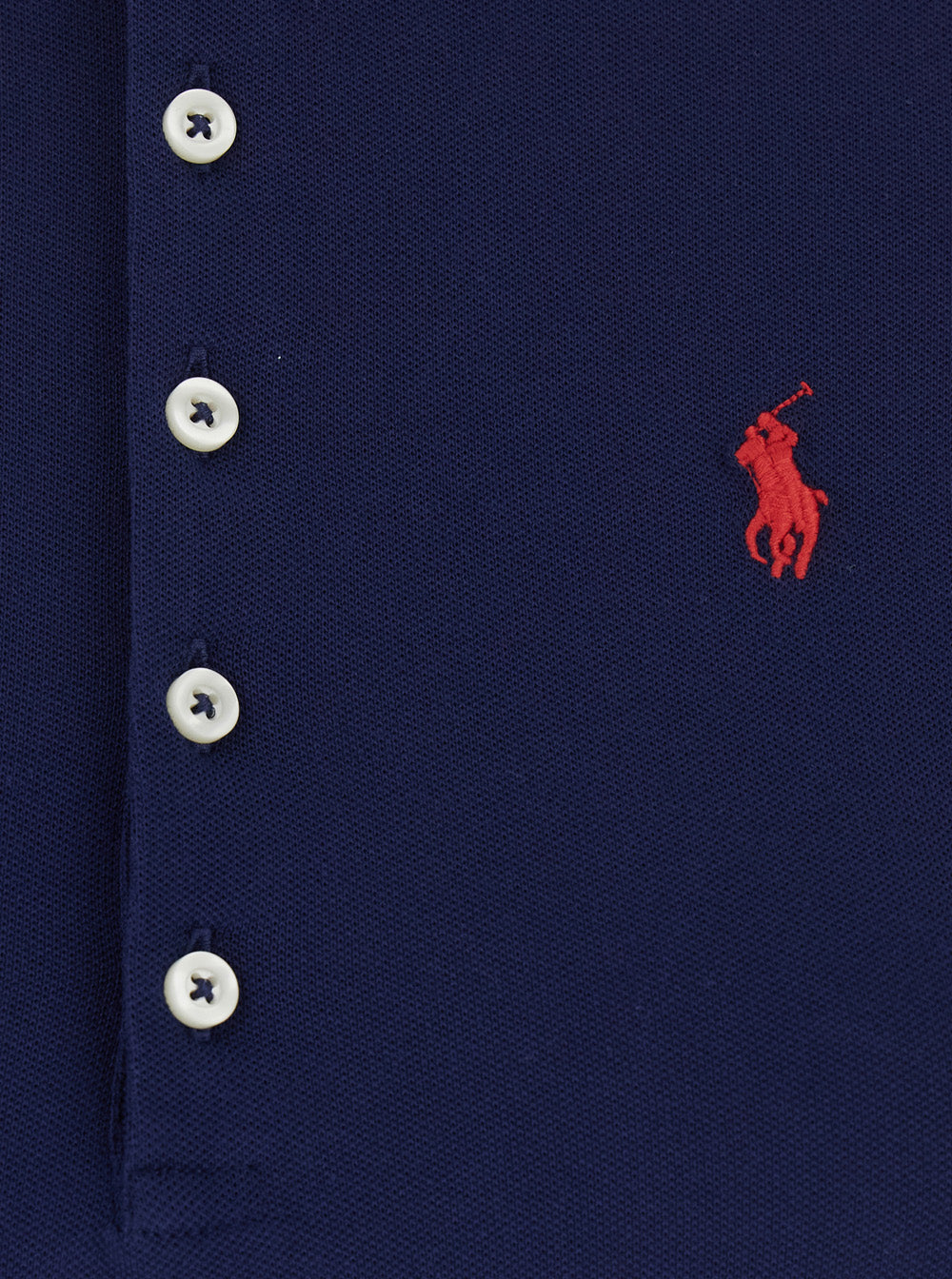 Julie Blue Polo with Classic Collar and Pony Embroidery on the Front in Stretch Cotton Woman Blu Elastane Tshirts Shirts