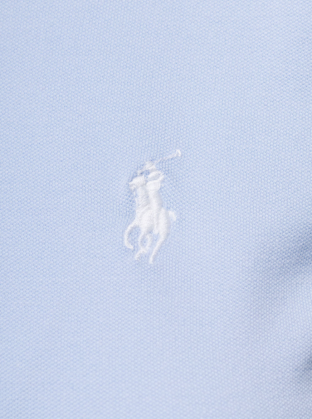 Julie Light Blue Polo with Classic Collar and Pony Embroidery on the Front in Stretch Cotton Woman Elastane Tshirts Shirts