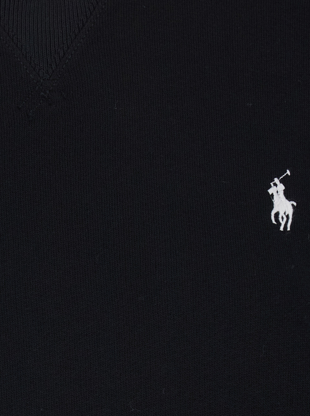 Black Crewneck Sweatshirt with Dropped Shoulders and Embroidered Pony on the Front in Cotton Blend for Women Polyester Sweatshirts