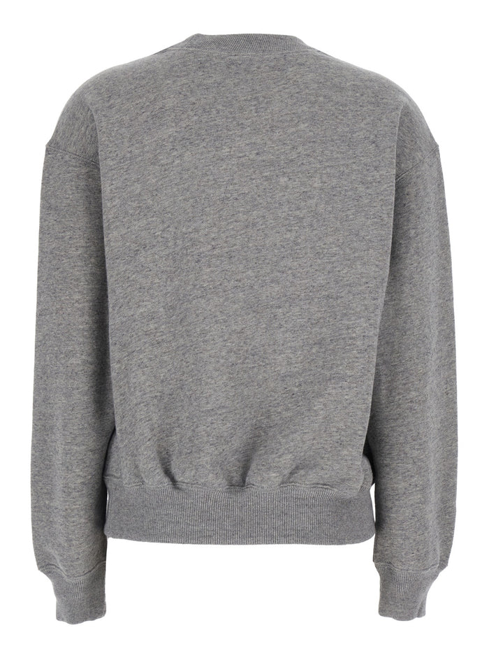 Grey Sweatshirt with Pony Embroidery on the Front in Cotton for Women Polyester Sweatshirts