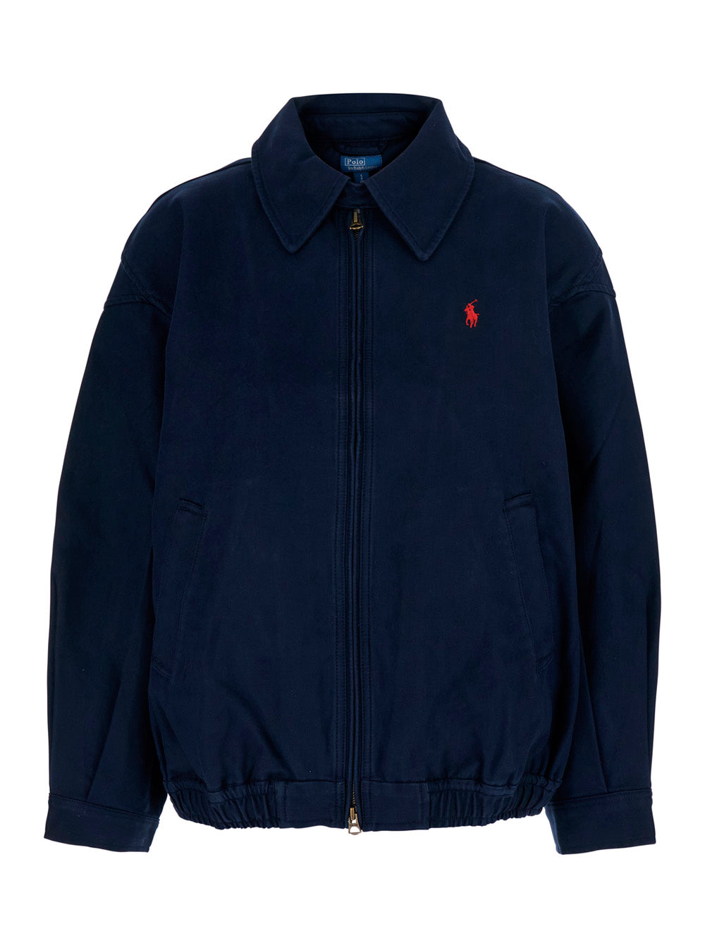 Blue Jacket with Front Closure and Pony Logo on the in Cotton Man Blu Outerwear