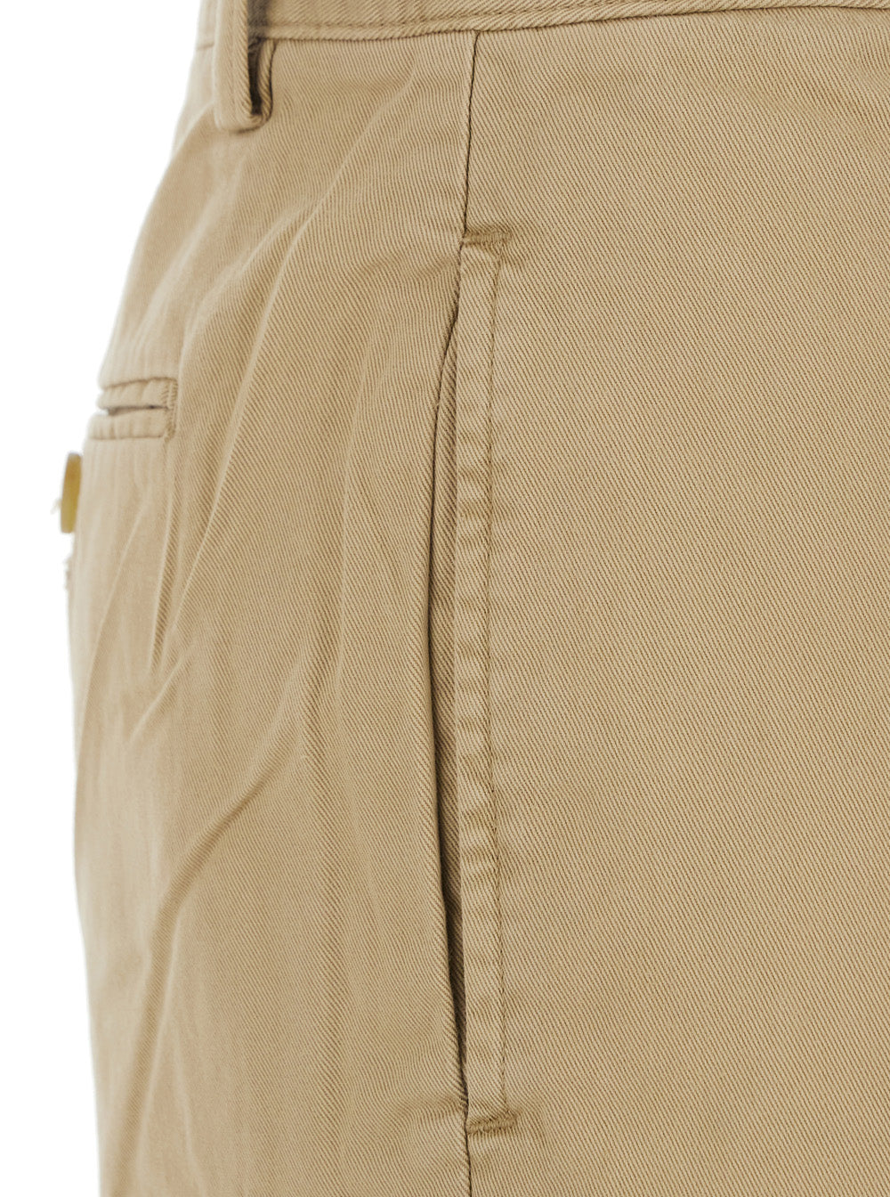 Beige Pants with Five-Pocket Design in Cotton Man Lyocell Trousers
