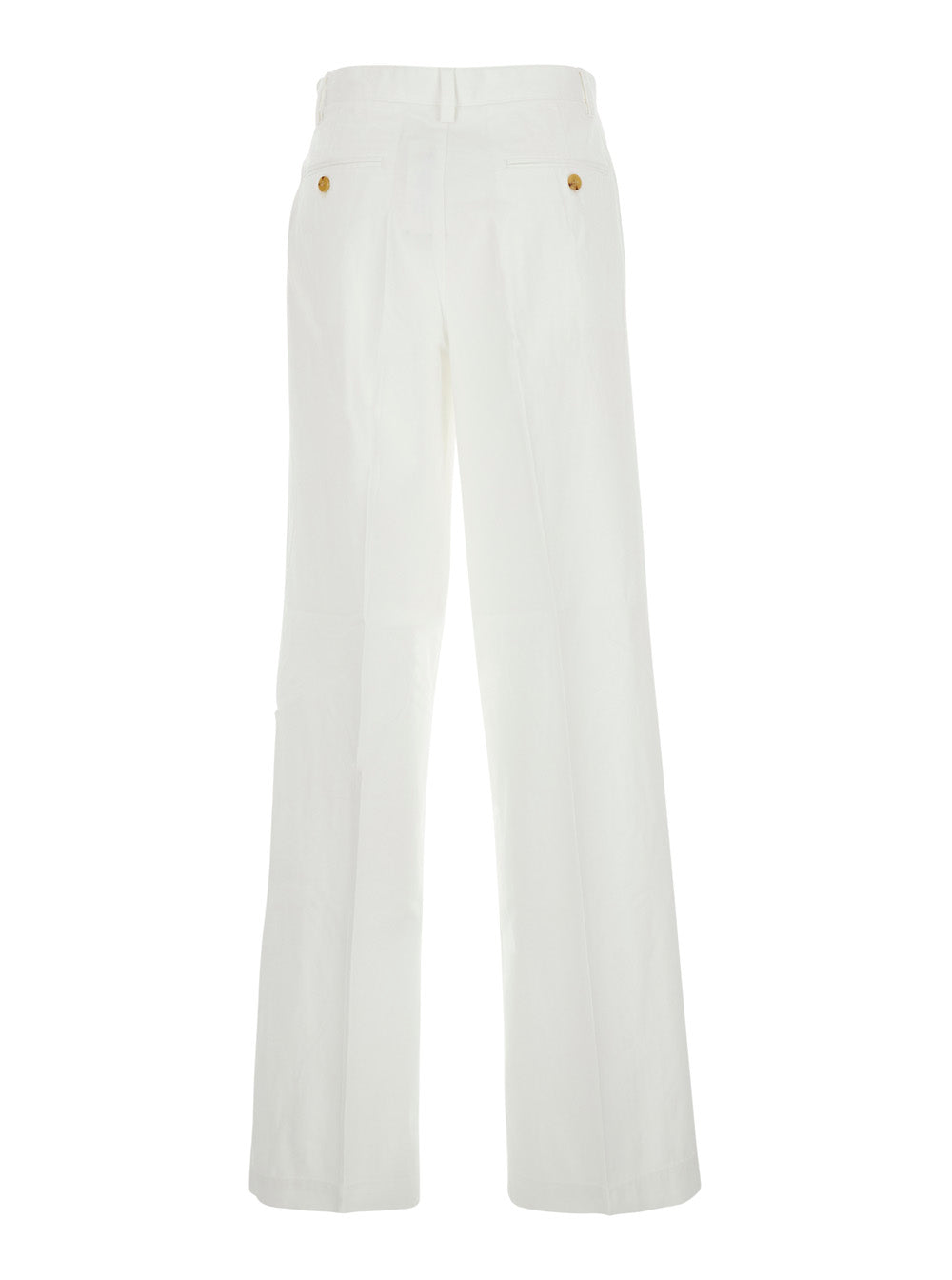 WOVEN-STRAIGHT-PANTS White Cotton Lyocell Trousers