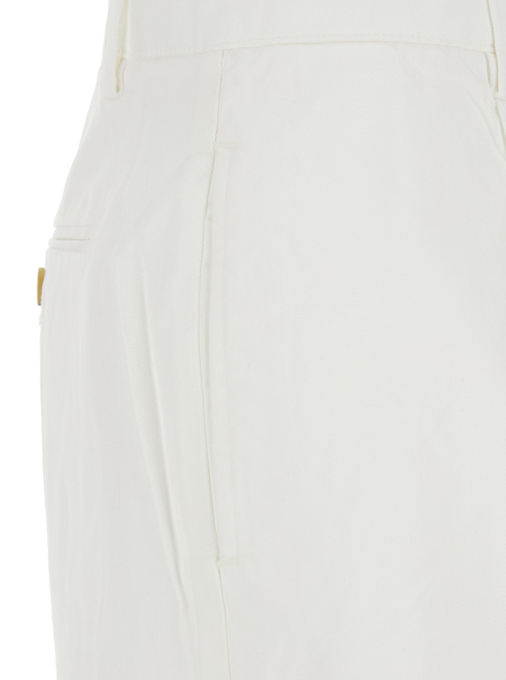 WOVEN-STRAIGHT-PANTS White Cotton Lyocell Trousers