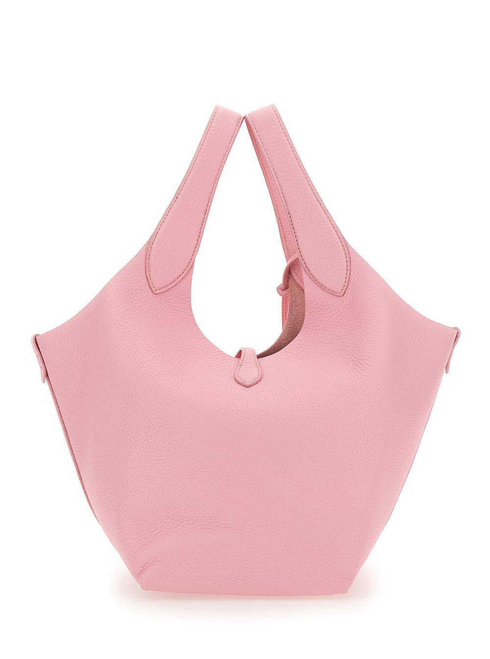 Play Medium Pink Handbag with Lock on the Front and Pony Detail in Leather for Women Cow Hand Bags