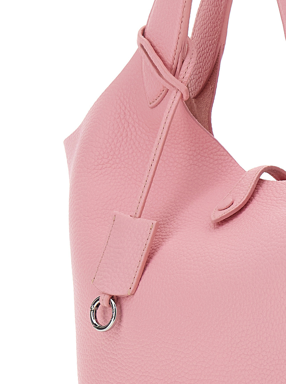 Play Medium Pink Handbag with Lock on the Front and Pony Detail in Leather for Women Cow Hand Bags