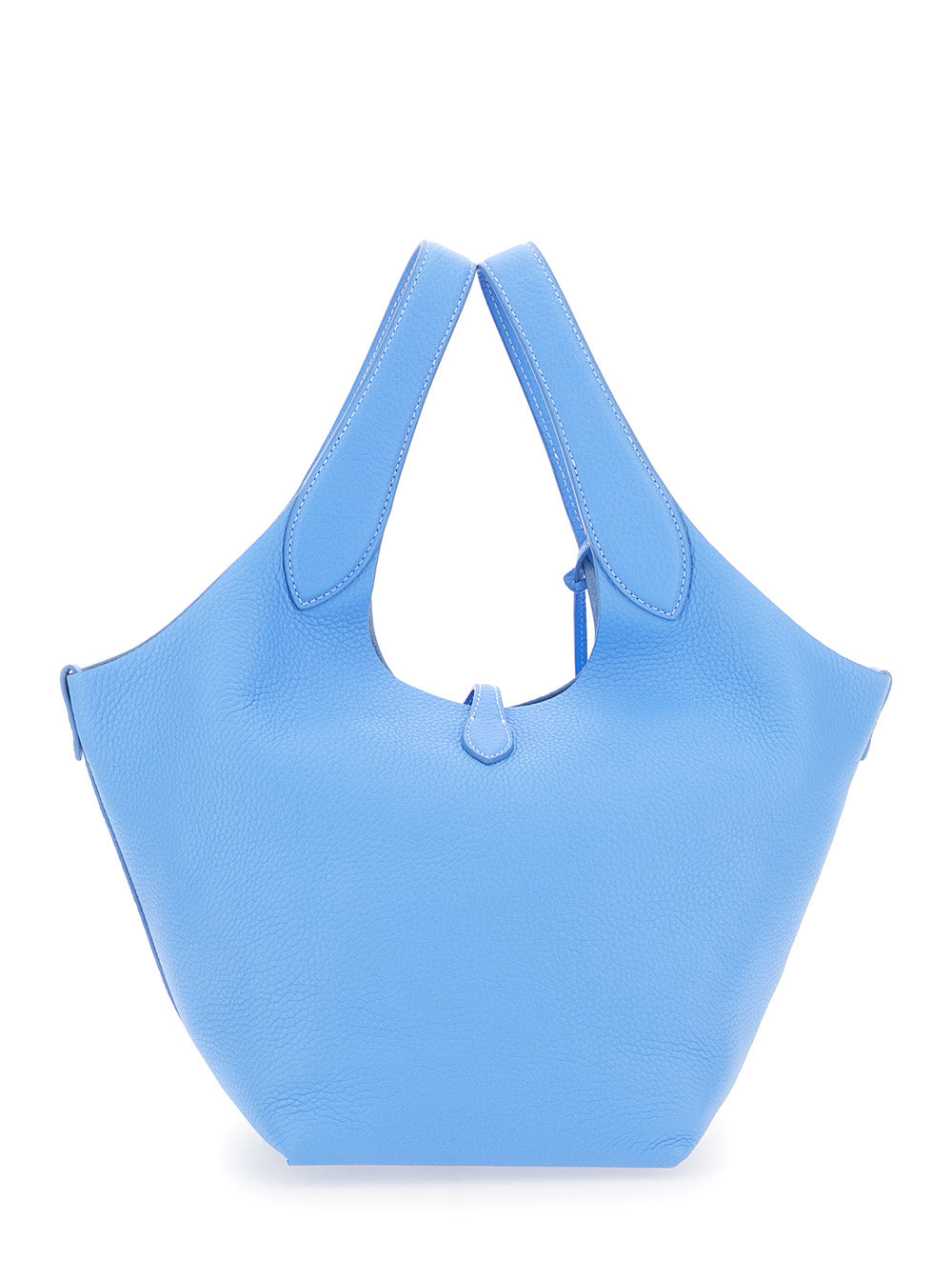 Play Medium Light Blue Handbag with Lock on the Front and Pony Detail in Leather for Women Cow Hand Bags